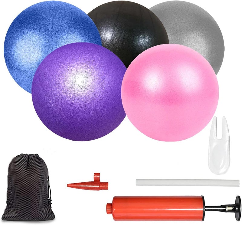 MOMPLUS 9 Inch Exercise Pilates Mini Yoga Balls Barre for Home Stability Squishy Training Physical Therapy Improves Balance with Inflatable Straw - Image 1